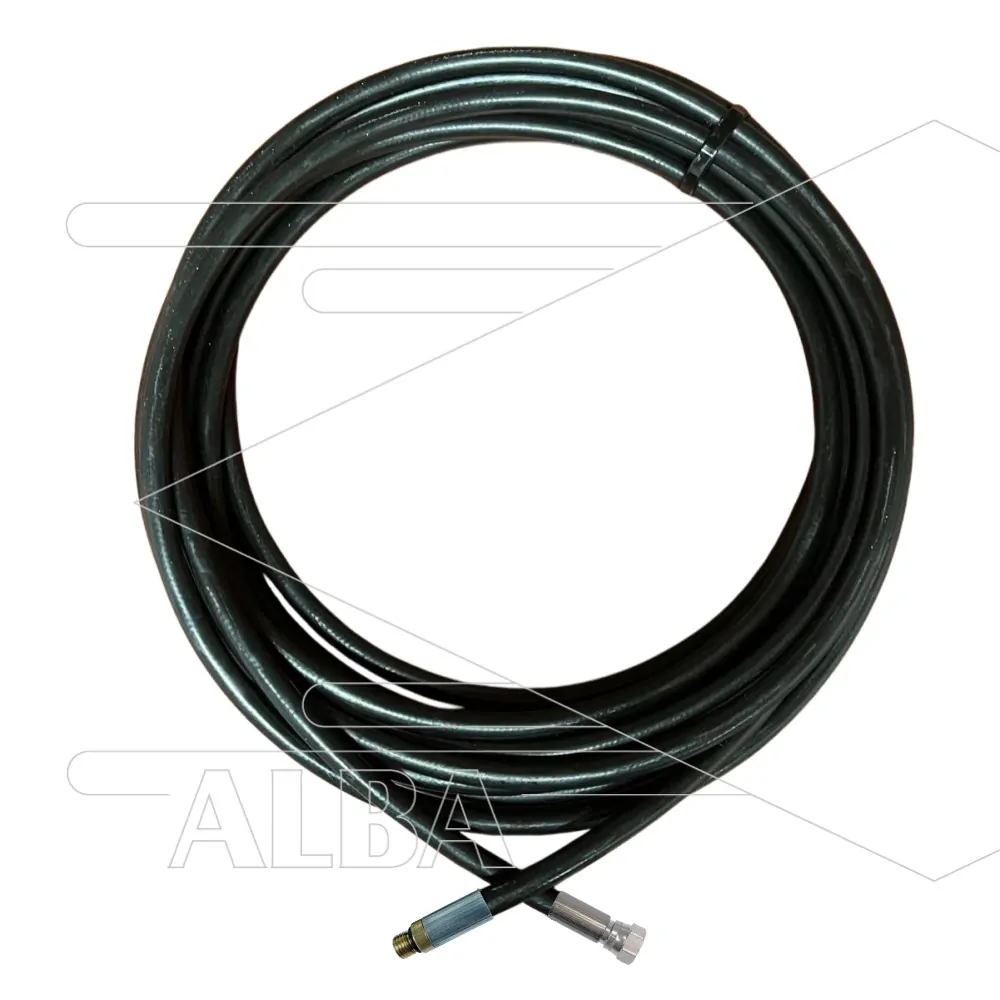 Hogedrukslang zwart 1/4" - Flexy - voor RP2 telescooplans 5,2 m - 1/4" W x 1/4" bu - geen KBS - 300 Bar - incl dubbele nippel 2 x 1/4" bu - Afbeelding 1